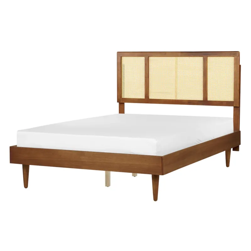 Cena promocyjna Łóżko Rattan AURAY 140 x 200 cm Brązowy -