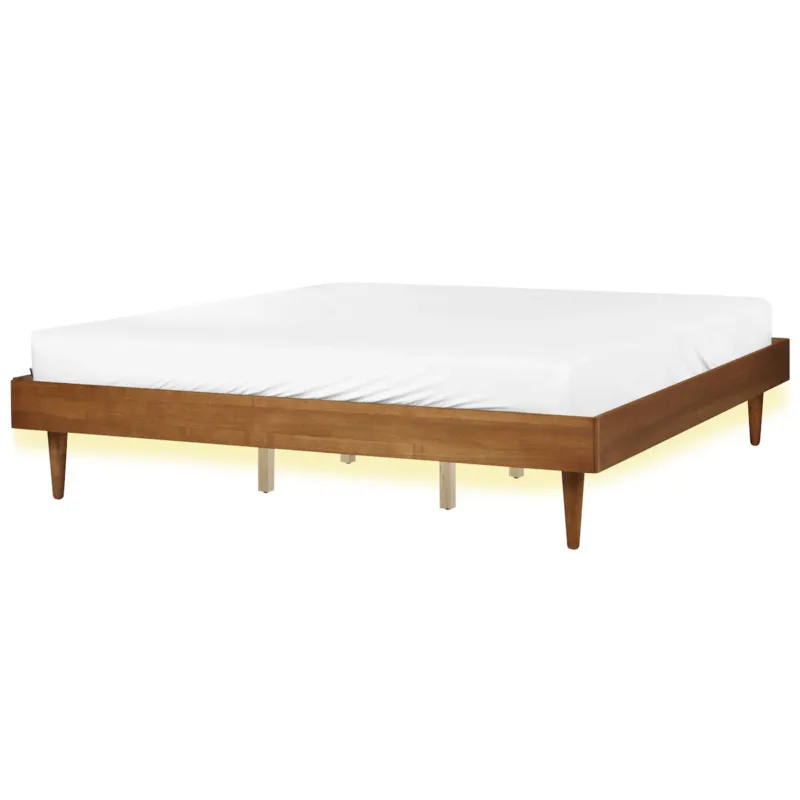 Ekspresowa dostawa Łóżko LED TOUCY 180 x 200 cm Jesion brązowy -