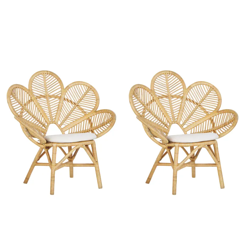 Zestaw 2 foteli paw FLORENTINE Rattan Naturalny - Wyjątkowa oferta
