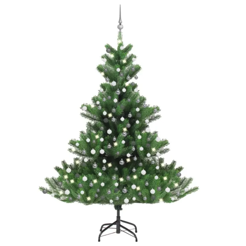 vidaXL Sztuczna jodła kaukaska z LED i bombkami, zielona, 210 cm - Nie przegap