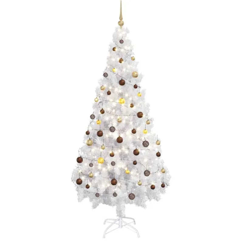 Oferta limitowana vidaXL Sztuczna choinka z lampkami i bombkami, 180 cm, 620 gałązek -