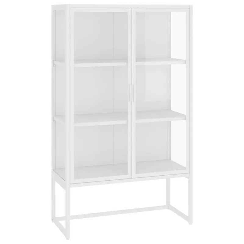 vidaXL Szafka, biała, 80x35x135 cm, stal i hartowane szkło - Ograniczona ilość