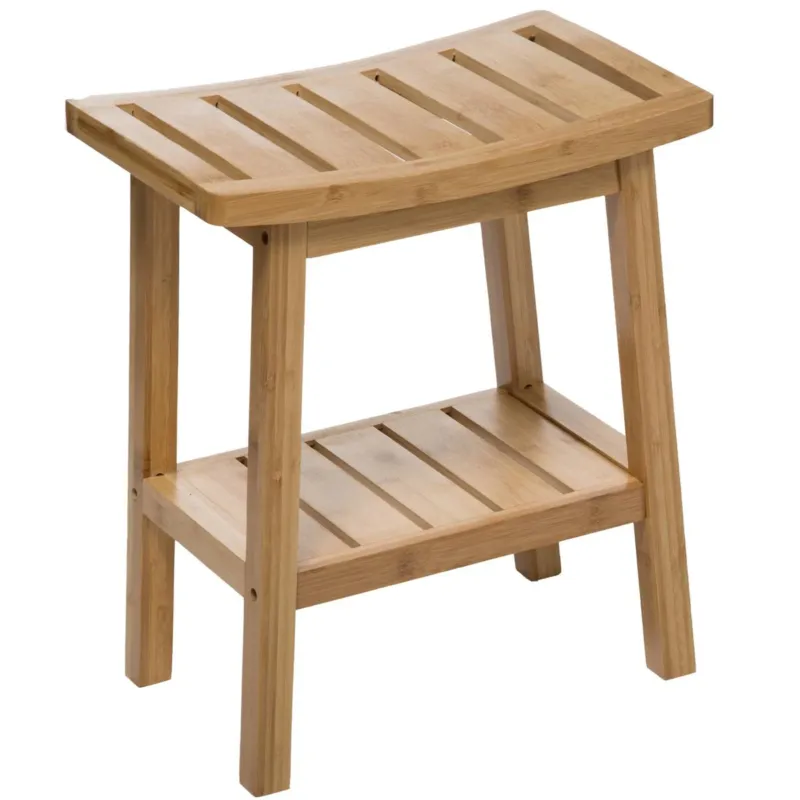 Ograniczona ilość Stołek łazienkowy BAMBOO z półeczką na akcesoria -
