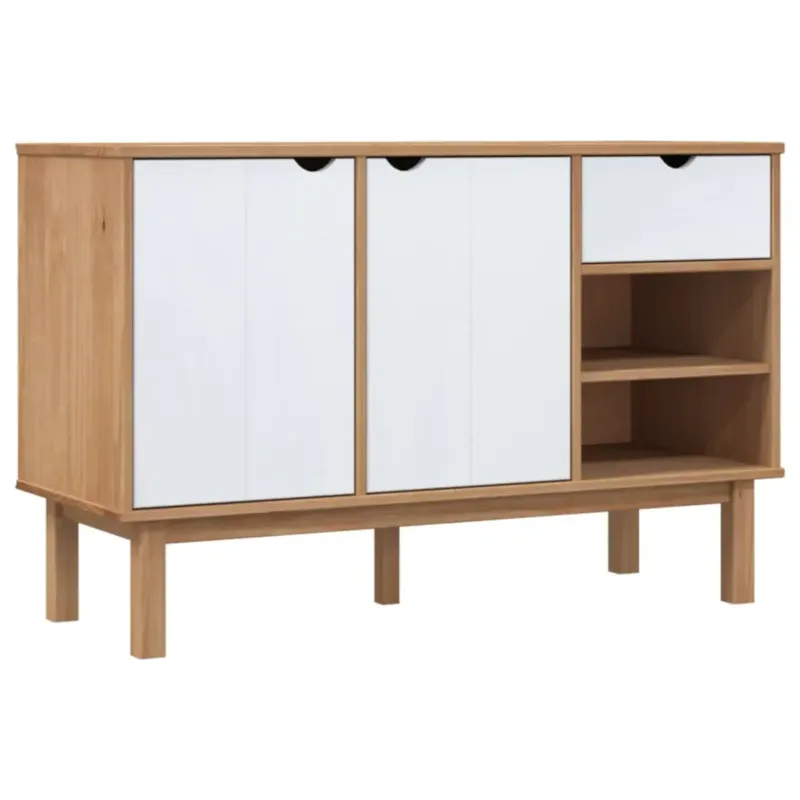 Dodaj do koszyka vidaXL Szafka OTTA, brązowo-biała, 114x43x73,5 cm, lita sosna -