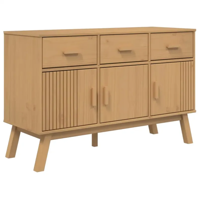 Ekspresowa dostawa vidaXL Komoda OLDEN, brązowa, 114x43x73,5 cm, lite drewno sosnowe -