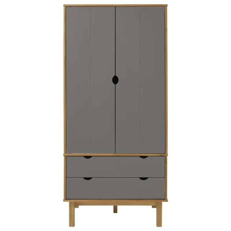 Sprawdź teraz vidaXL Szafa OTTA, brązowo-szara, 76,5x53x172 cm, lita sosna -