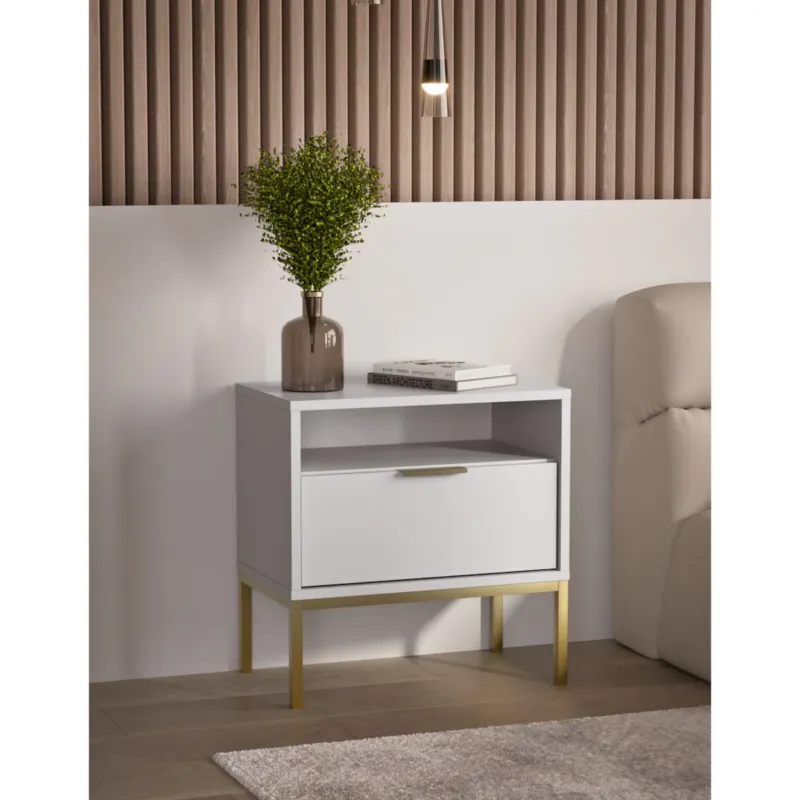 Szafka nocna Austin biała & złota - Oferta limitowana