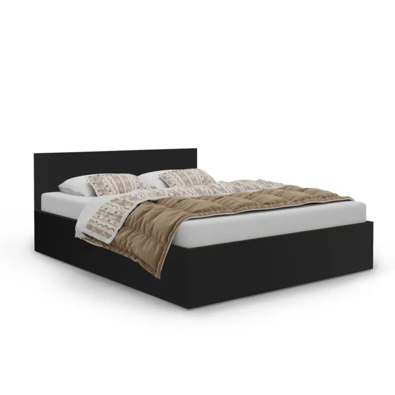 Łóżko sypialniane ALDO 140x200 z płyty laminowanej- czarny - Oferta limitowana