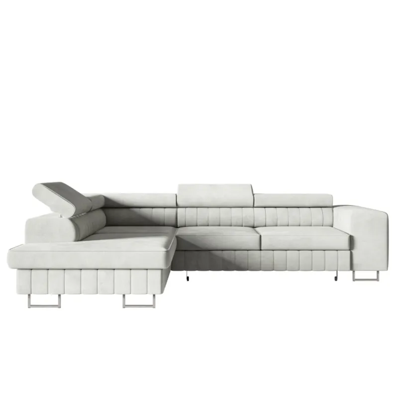 Wyjątkowa oferta Narożnik NOLA do salonu, lewostronny- tkanina hydrofobowa Matt Velvet szary -