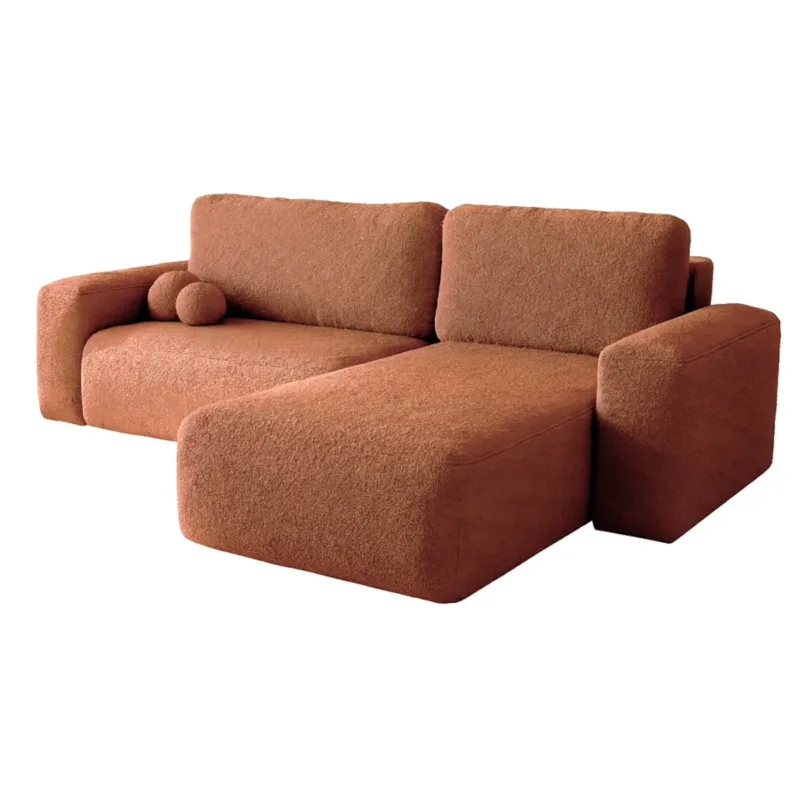 Oferta czasowa Narożnik Prawy ILO z funkcją spania i pojemnikiem na pościel, ceglasty -