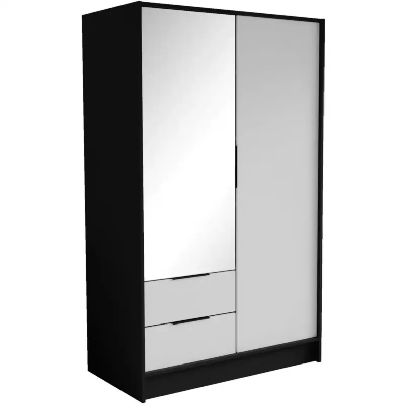 Szafa NIKOLA 103 z lustrem regulowanymi półkami do przedpokoju-czarna+biały - Oferta
