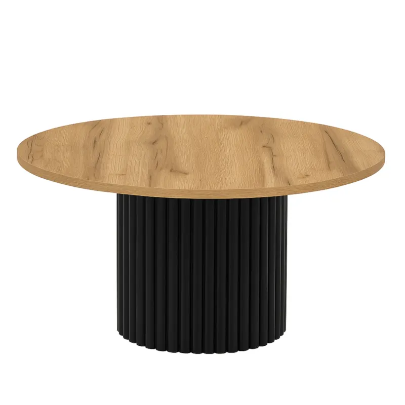 Okrągły stolik kawowy Riko średnica blatu 58 cm - dąb craft złoty - Bezpieczne zakupy