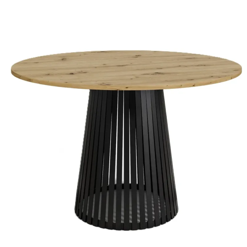 Stół okrągły VIV z lamelami do jadalni , salonu, blat 110 cm - dąb artisan - Zamów dziś