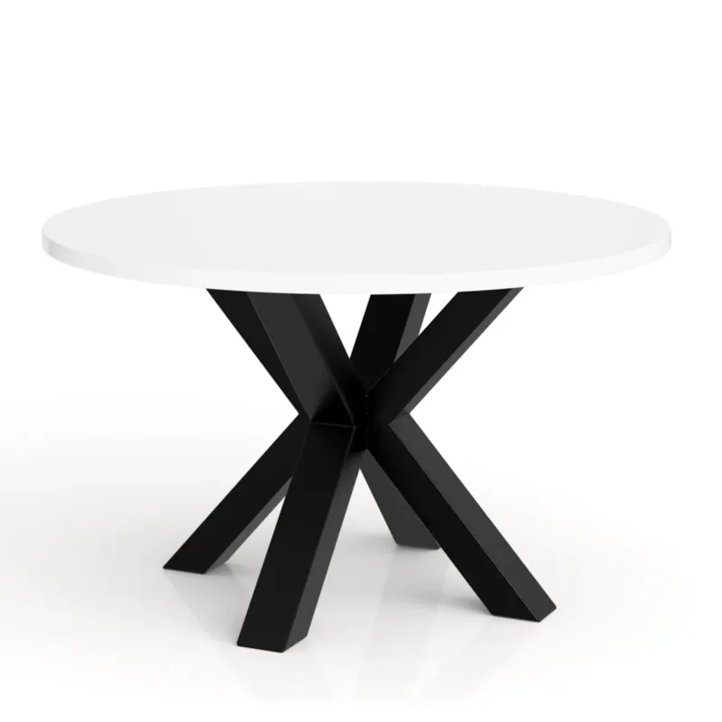 Stolik kawowy NEO okrągły 58 cm, metalowa podstawa- biały - Taniej