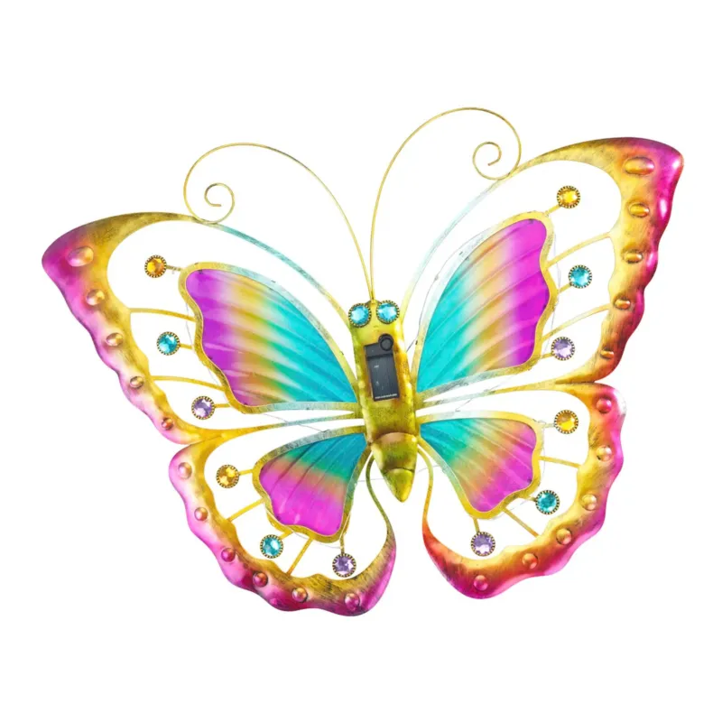 Tylko dziś Ozdoba ogrodowa na ścianę, motyl solarny LED, 54 x 40 cm -