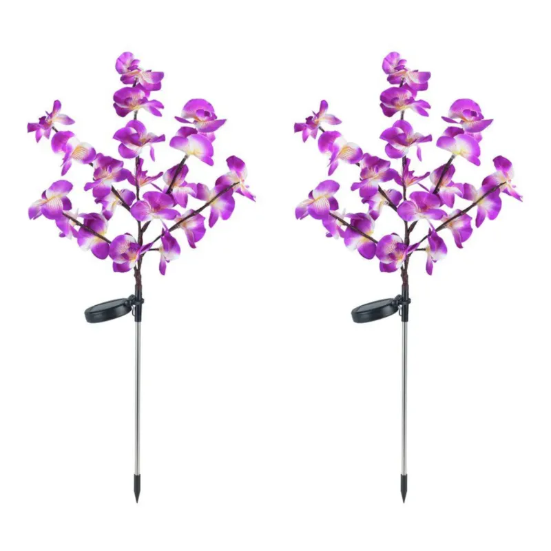 Dostępne od ręki Lampki ogrodowe solarne, storczyki LED, zestaw 2 sztuki, 75 cm -