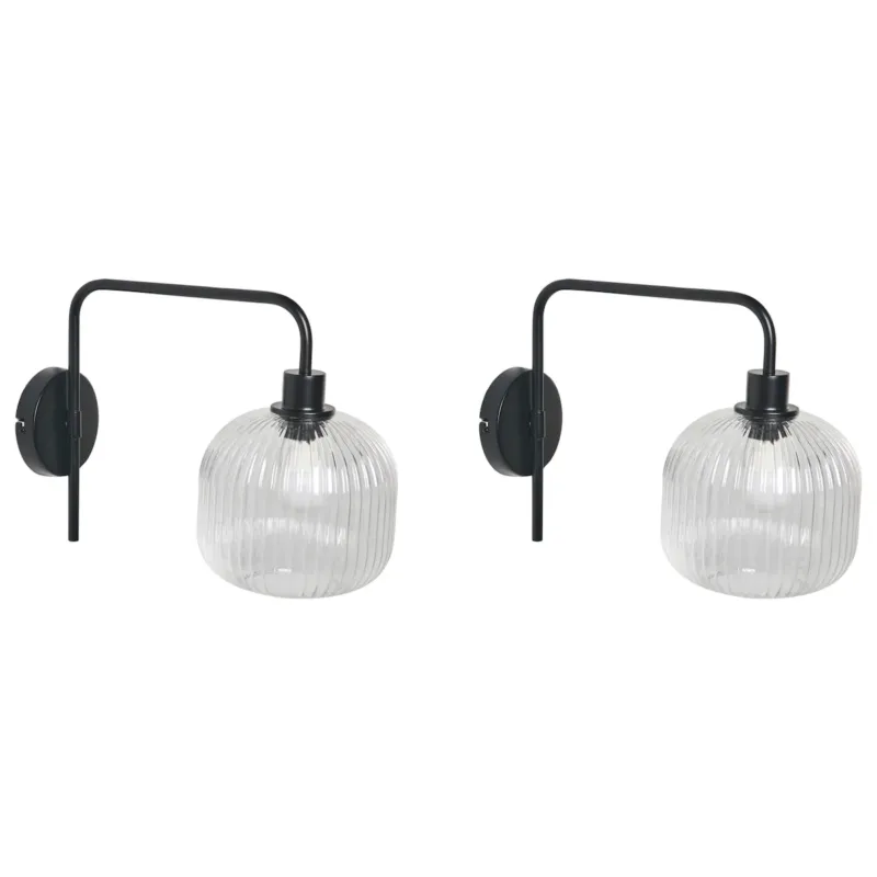 Zestaw 2 lamp ściennych COMAPALA Czarny Metal - Okazja