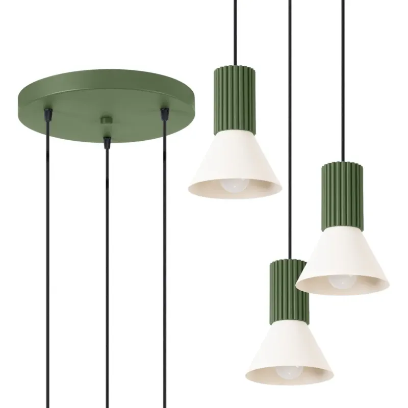 Ograniczona ilość Lampa wisząca ESTRIA 3P beżowa/zielona oliwka -