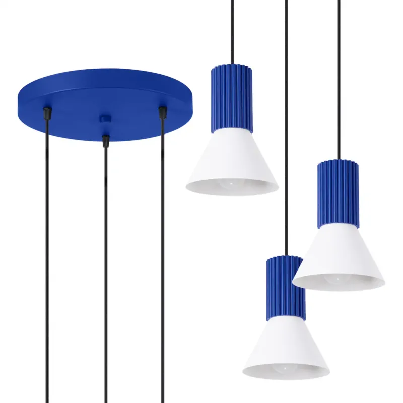 Darmowy zwrot Lampa wisząca ESTRIA 3P biała/ultramaryna -
