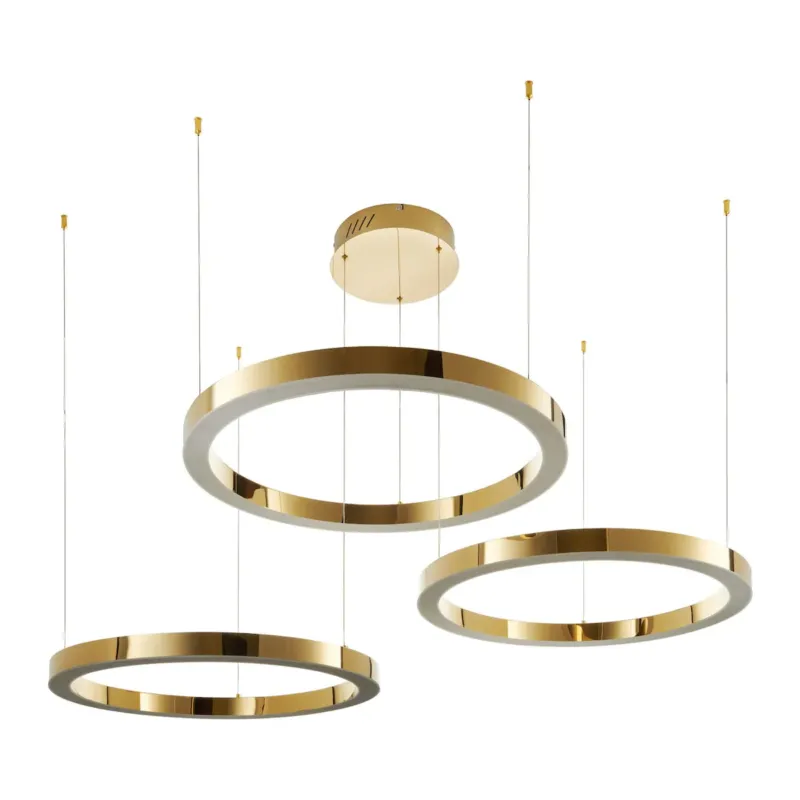 Lampa wisząca CIRCLE 40+60+60 LED złoty połysk na 1 podsufitce - Bestseller