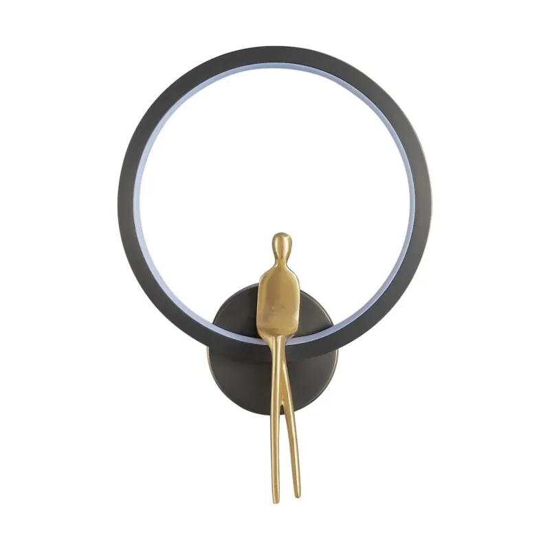 Lampa ścienna AMICI RING LED czarno złota 27 cm - Hit sprzedaży