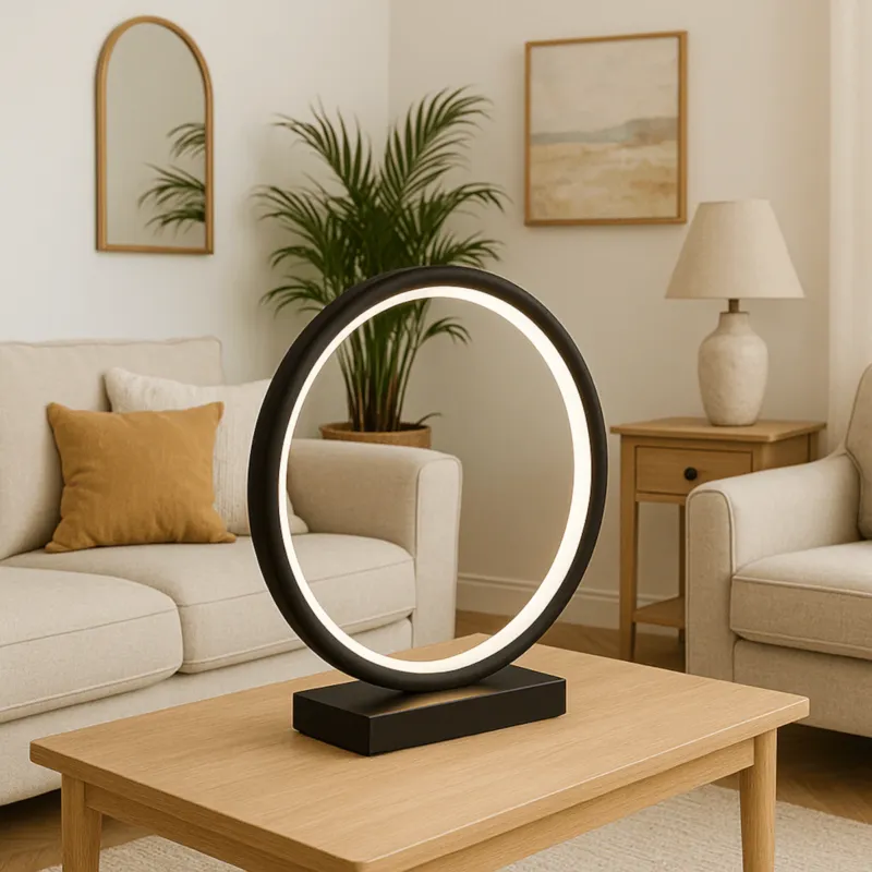 LAMPA STOŁOWA RAVELLA M OBRĘCZ CZARNA PODSTAWA CZARNY MARMUR - Oferta