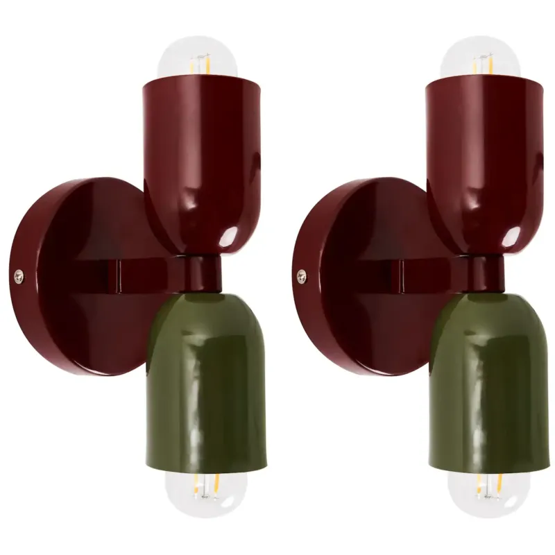 Zestaw 2 lamp ściennych TOPI Czerwony/ zielony Metal - Kup online