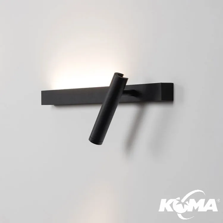 Rabat Kinkiet czarny prawy 4,2+6,4W LED 2700K 385+524 lm 15-40°+>90° CRI≥95 ściemnialny
