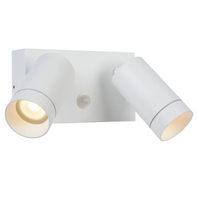 Reflektor ścienny 2x50W GU10 230V IP54 z czujnikiem ruchu biały Zniżka
