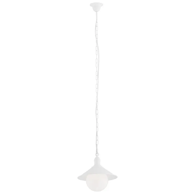 Lampa Wisząca Erba Bis 3296 Argon 1xE27 15W Stal Lakierowana/ Szkło, Biały Ostatnie sztuki