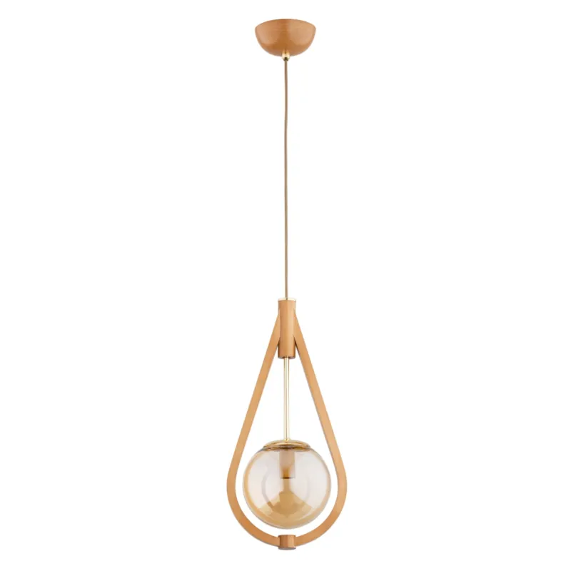 Lampa wisząca Gota 61215 Alfa 1xE14 LED Drewno/Metal Jasne Drewno - Złoto Szybka wysyłka