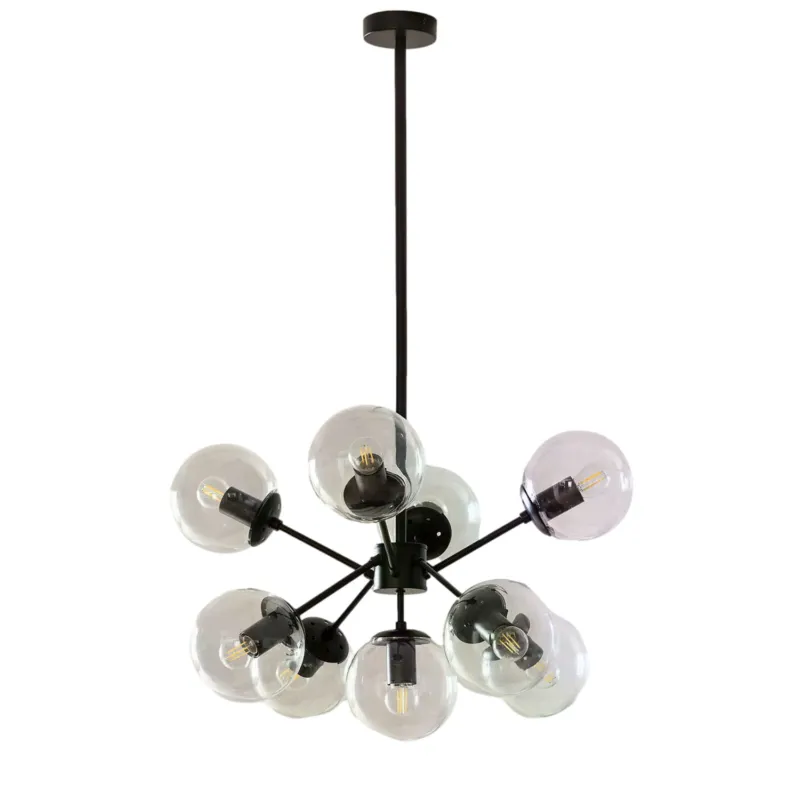 Niska cena Lampa wisząca Grappa ABR-LWS8-8XE27 Abruzzo 9xE27 40W Szkło, Metal Czarny