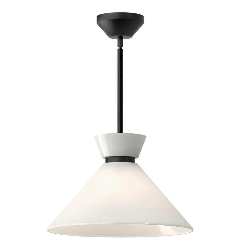Lampa wisząca Halston ALM-HALSTON-P-M-BK Elstead Lighting 1xE27 60W Stal, warstwowe szkło opalowe Czarny Oferta czasowa