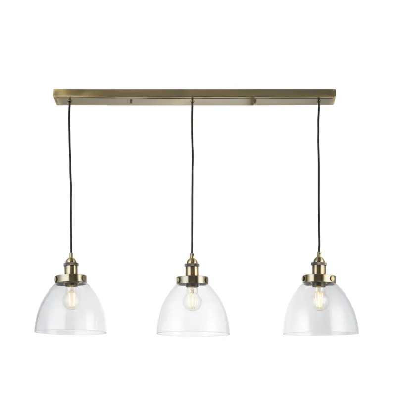 Dostępne od ręki Lampa wisząca Hansen Endon 3x10W E27 Stal / Szkło Mosiądz