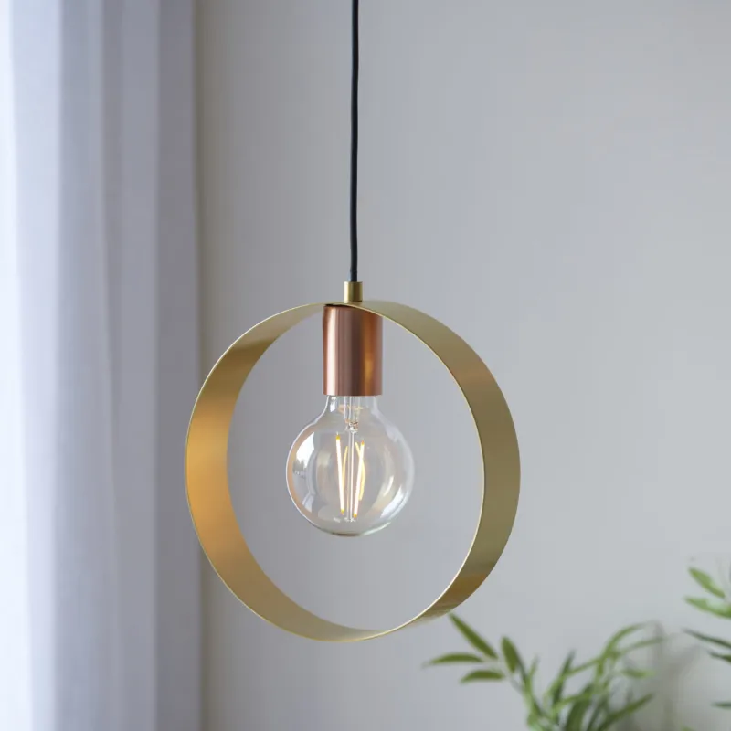 Najlepsza cena Lampa wisząca Hoop Endon 1x10W E27 Stal Mosiądz