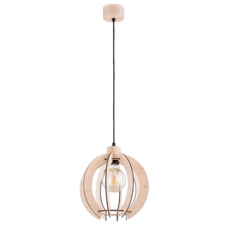 Bezpieczna płatność Lampa wisząca Iskra 61394 Alfa 1xE27 LED Drewno/Tworzywo Czarny - Jasne Drewno