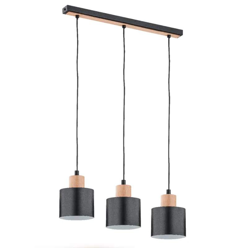 Lampa wisząca Ivo 62092 Alfa 3xE27 LED Drewno/Tworzywo Czarny - Jasne Drewno Dodaj do koszyka