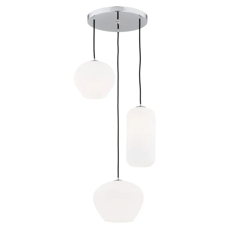 Łatwy zwrot Lampa Wisząca Kalimera 1430 Argon 3xE27 15W Stal Chromowana/ Szkło, Opal Mat/ Chrom