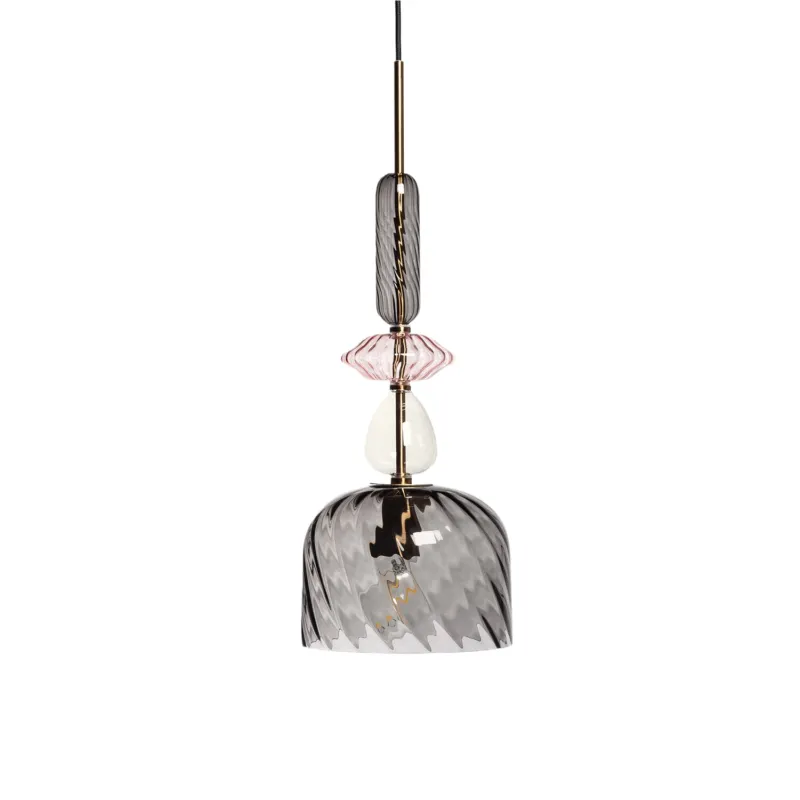 Lampa wisząca Koloreno ABR-LWS-RIF Abruzzo 1xE27 40W Metal, szkło Szary Do wyczerpania zapasów