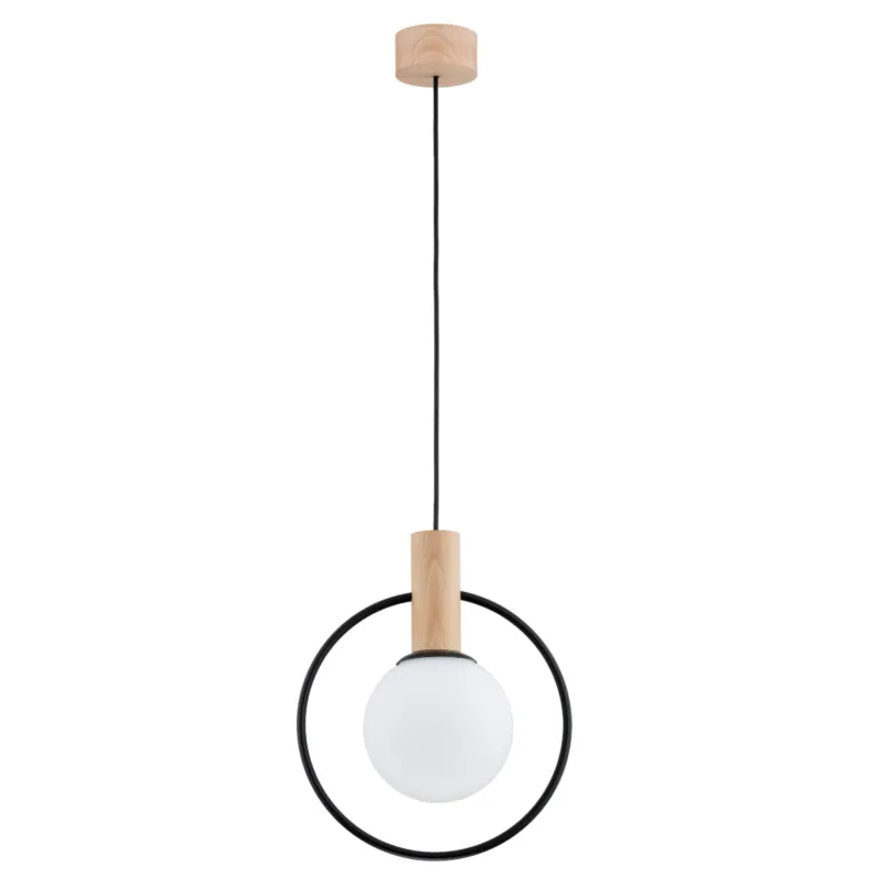 Wybór klientów Lampa wisząca Labo 61137 Alfa 1xE14 LED Drewno/Metal Czarny - Jasne Drewno