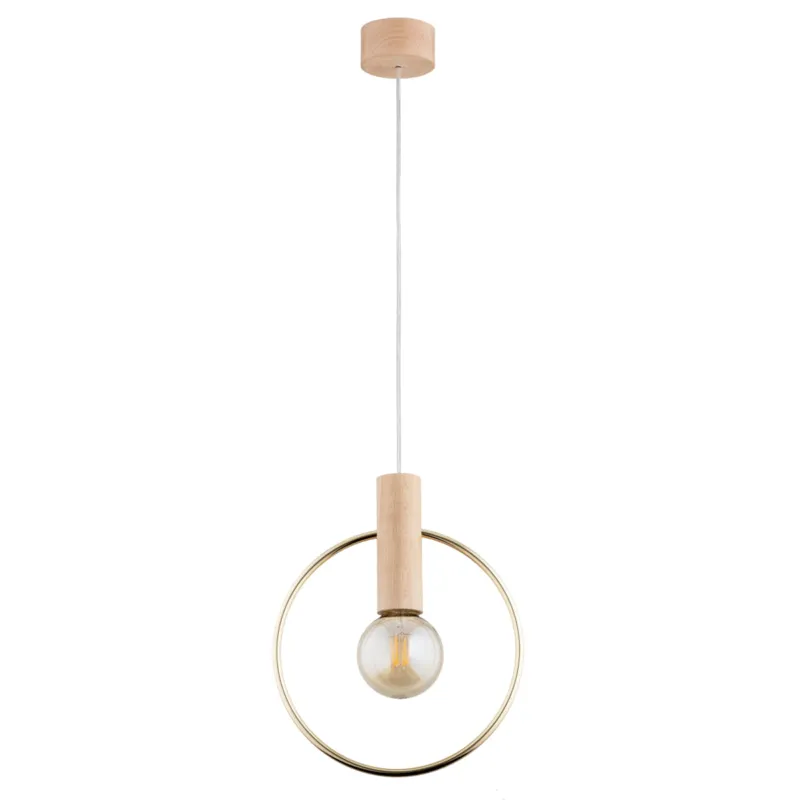 Cena promocyjna Lampa wisząca Labo 61140 Alfa 1xE27 LED Drewno/Metal Jasne Drewno - Złoto