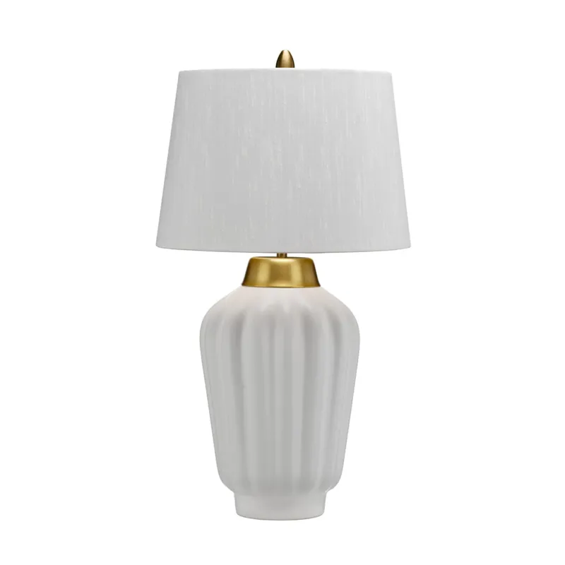 Lampa stołowa Bexley QN-BEXLEY-TL-WBB Quintiesse 1xE27 60W Ceramika, Stal, Sztuczny jedwab Białe/ Szczotkowany mosiądz Obniżka ceny