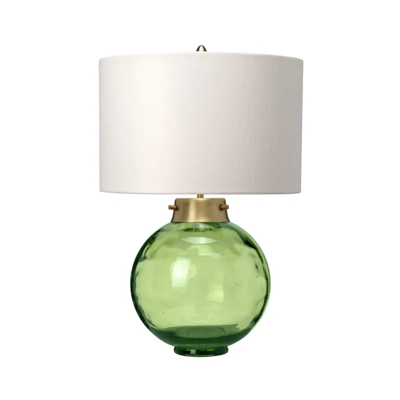 Lampa stołowa Kara DL-KARA-TL-GREEN Elstead Lighting 1xE27 60 W Stal Szkło Sztuczny jedwab Stary mosiądz i ciemnozielone szkło Zamów dziś