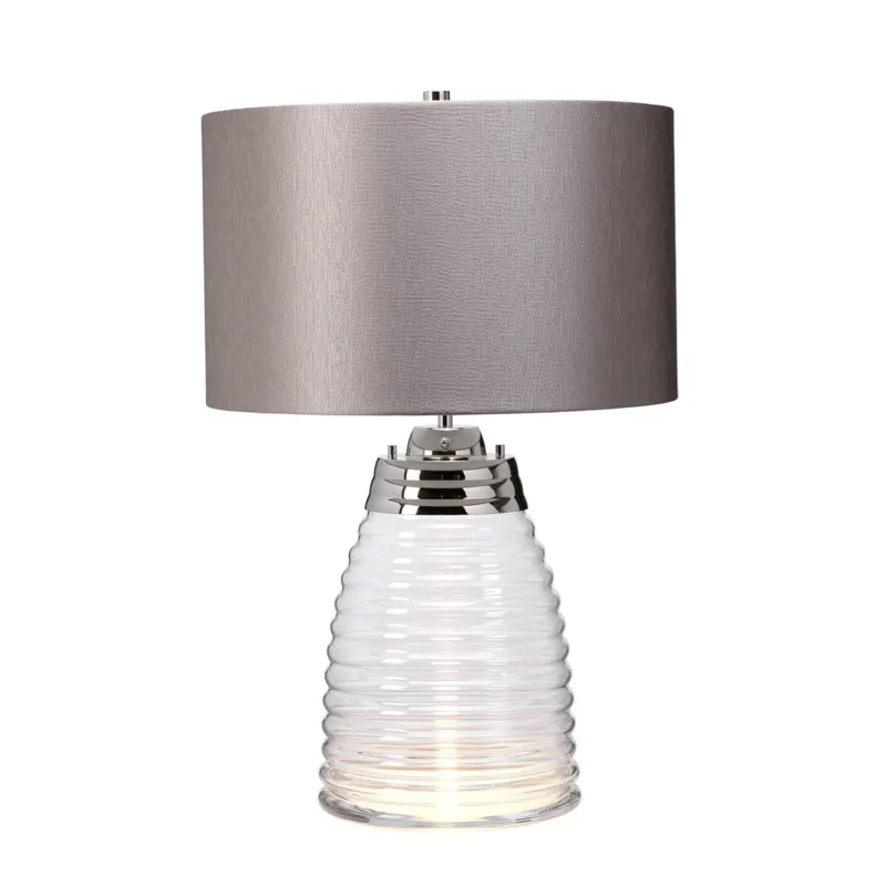 Lampa stołowa Milne QN-MILNE-TL-GREY Quintiesse 1xE27 60W Stal, Szkło, Satyna teksturowana Polerowany nikiel Hit sprzedaży