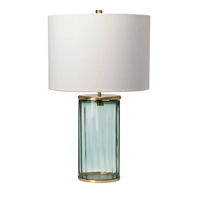 Hit cenowy Lampa stołowa Reno QN-RENO-GREEN-AB Quintiesse 1xE27 60W Stal, Szkło pryzmatyczne, Sztuczny jedwab Stary mosiądz