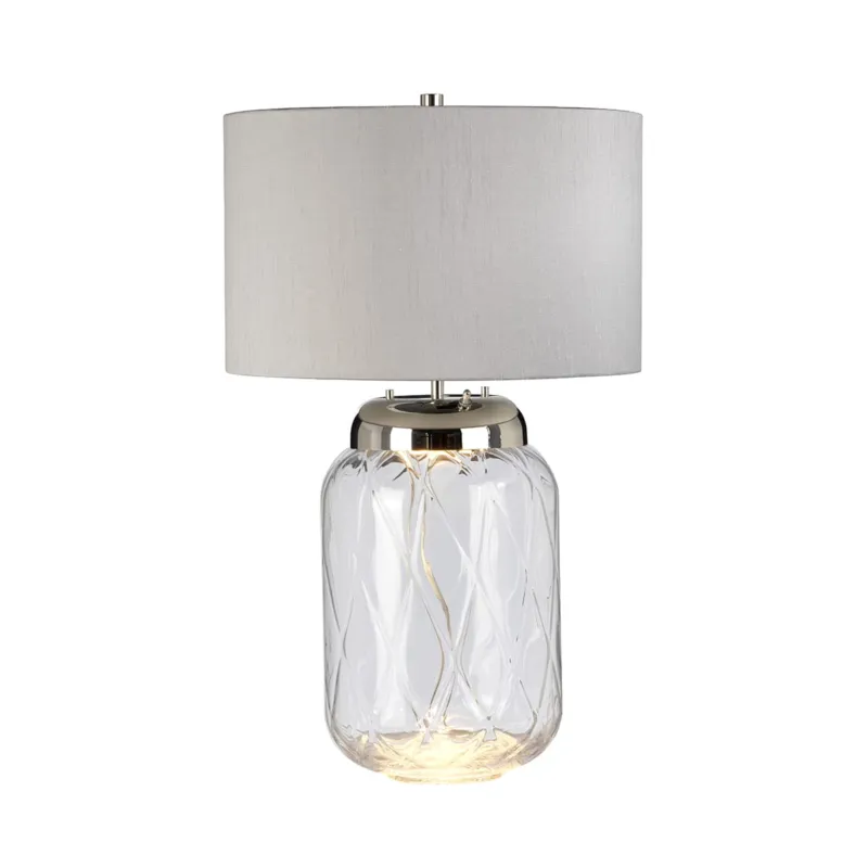 Wyprzedaż Lampa stołowa Sola QN-SOLA-TL-L Quintiesse 1xE27 60W Stal, Szkło, Sztuczny jedwab Polerowany nikiel