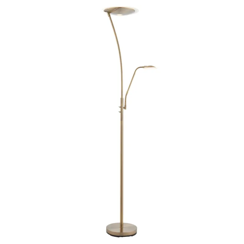 Endon Lampa podłogowa Alassio 1x18W LED Antyczny mosiądz Nie przegap
