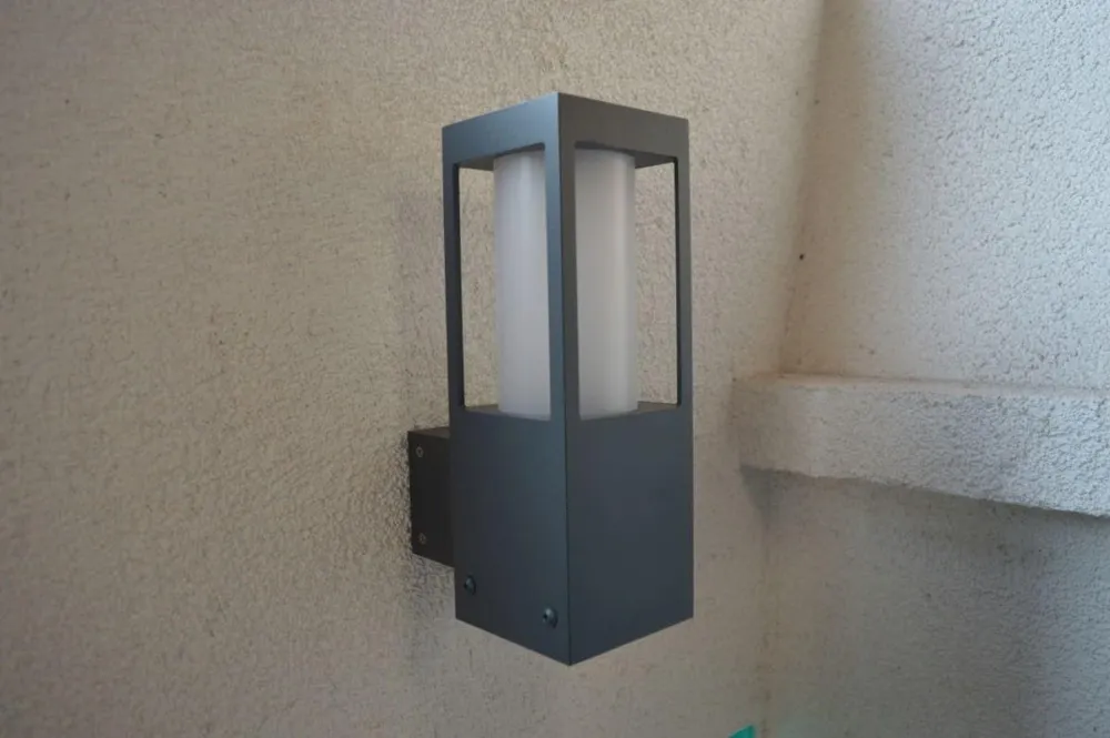 Zniżka Lampa zewnętrzna kinkiet SQUER K Radex IP 44 E27 Poliwęglan Srebrnoszary