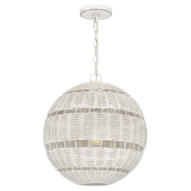 Lampa zewnętrzna Lampa wisząca Lindendale QZ-LINDENDALE-P-AWH Elstead Lighting 1xE27 60W Stal, sztuczny rattan, szkło Biały Ograniczona ilość