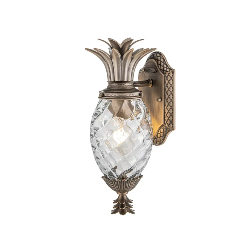 Premium Lampa zewnętrzna Mała latarnia naścienna Plantation HK-PLANTATION-S-BU Elstead Lighting 1xE27 40W Aluminium, przezroczyste szkło optyczne Brązowy